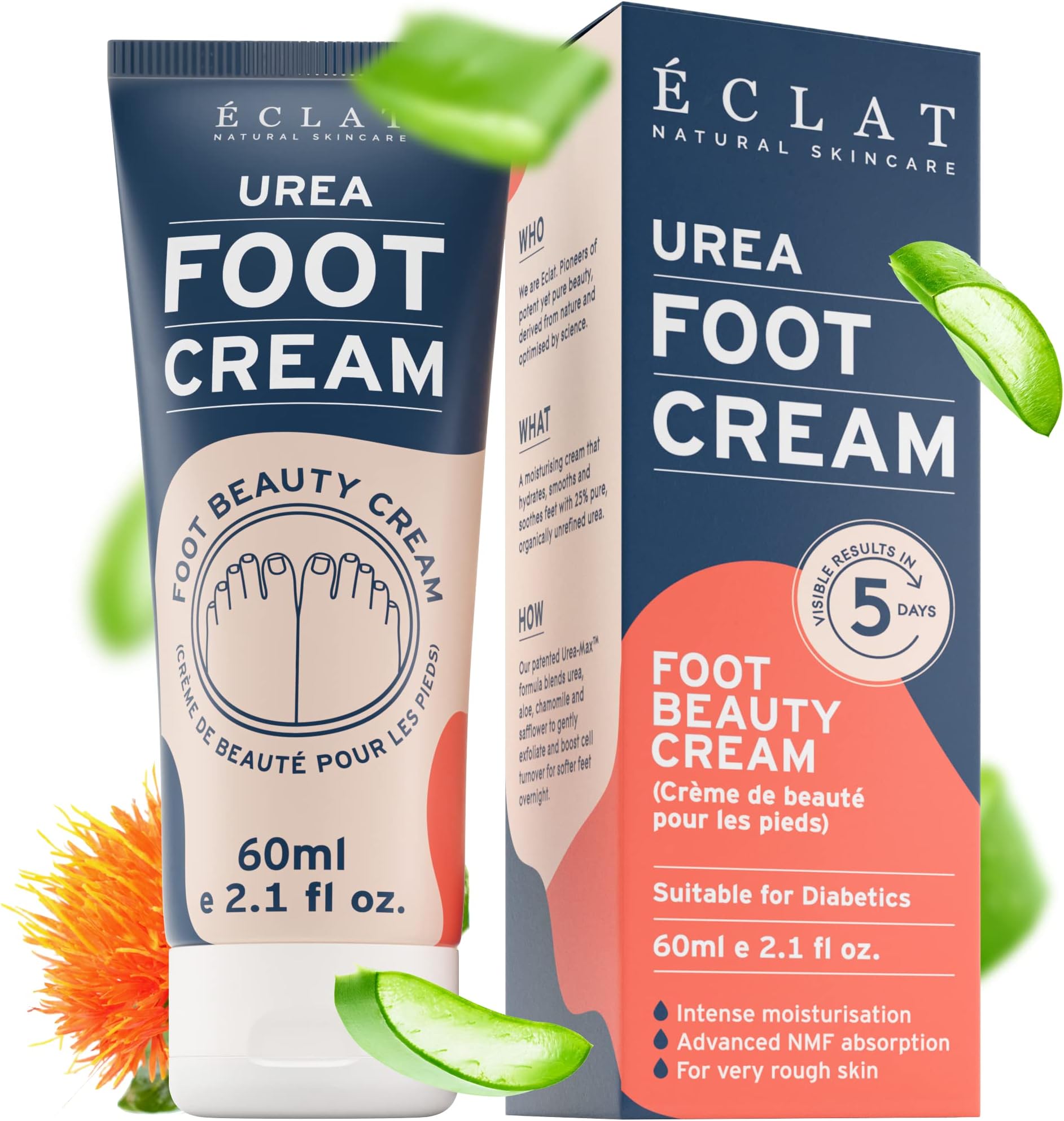 Urea Foot Cream - Hard Skin Remover Foot Cream, Foot Cream for Very Dry Feet, Cracked Heels, Dead Skin Exfoliation, Callus Remover - Urea Cream with Aloe Vera, Tea Tree Oil, Hydrating Healthy Feet