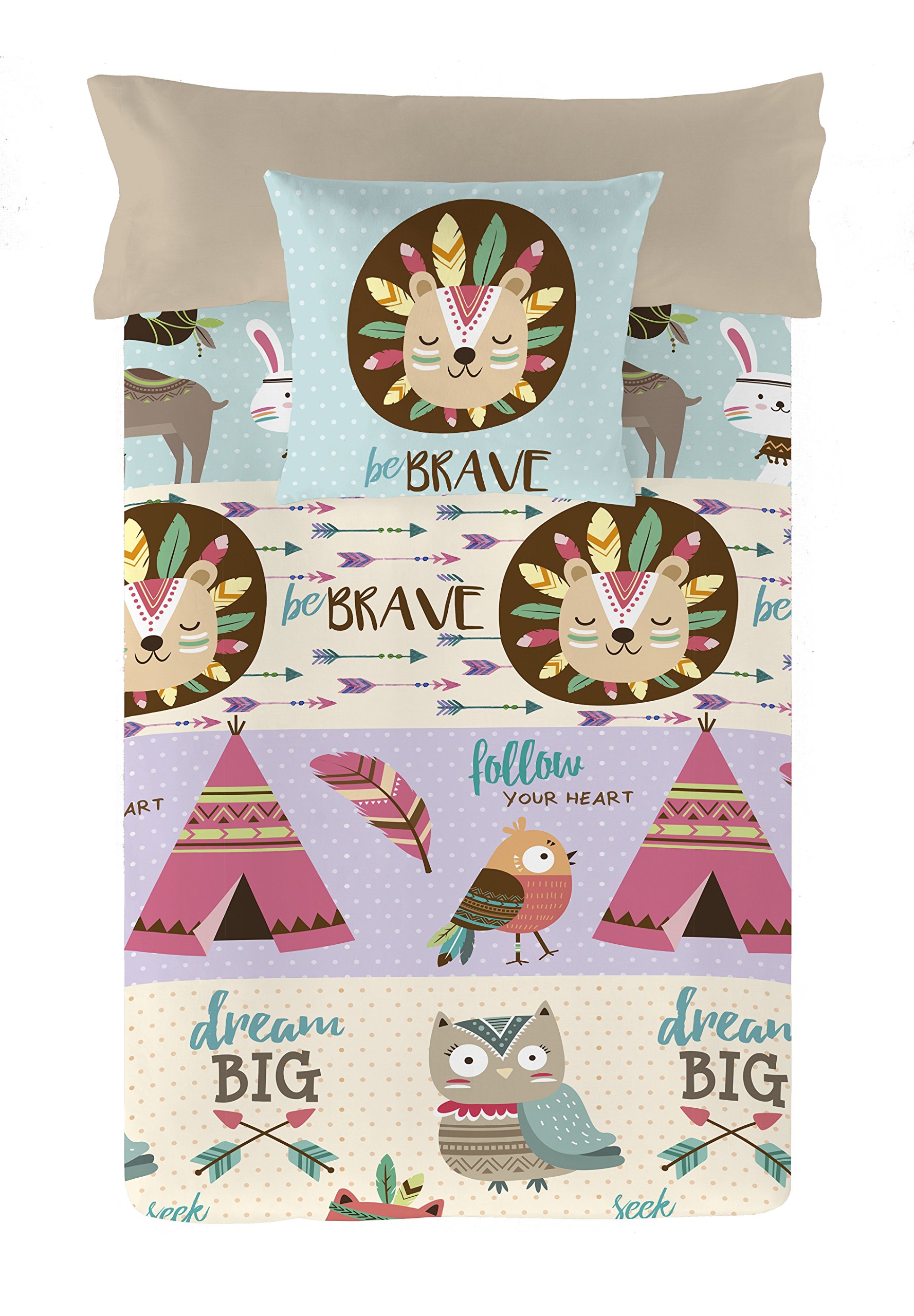 Housse de couette en coton multicolore 90 cm Naturals Adventure pour lit enfant