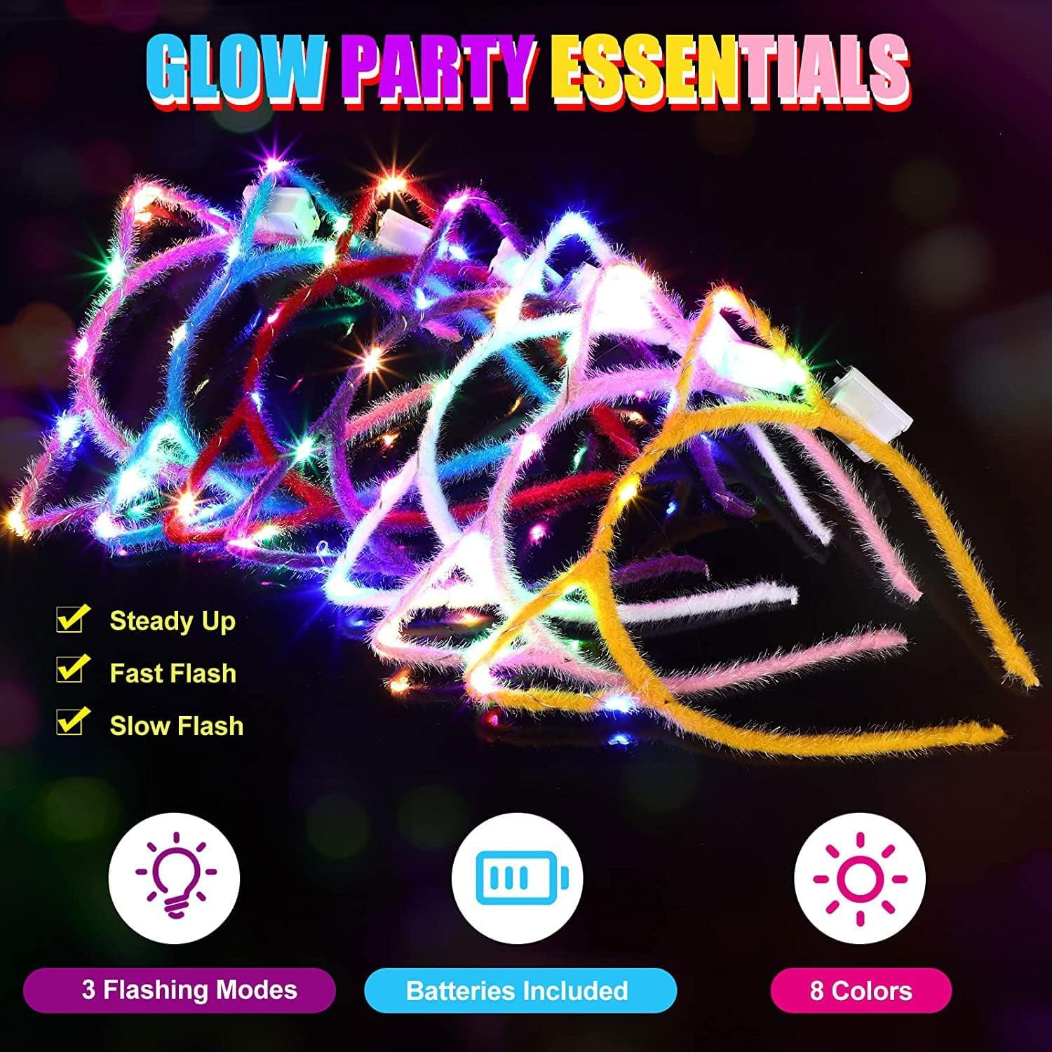 12 Cerchietti Luminosi A LED Per Feste - Neonato, Natale, Halloween, Matrimoni - Foto 8