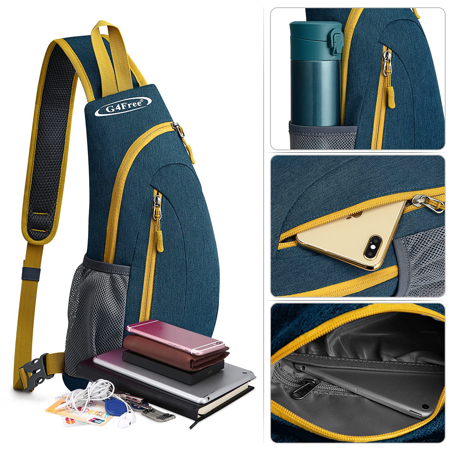 G4Free Sling Bag Mochila Triangular para Senderismo, Ciclismo, Viajes