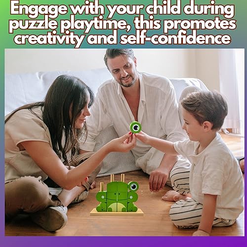 Miniatura 7 de Rompecabezas de madera para niños Montessori Bloques de construcción  Juguetes educativos de aprendizaje preescolar, rompecabezas apilables de