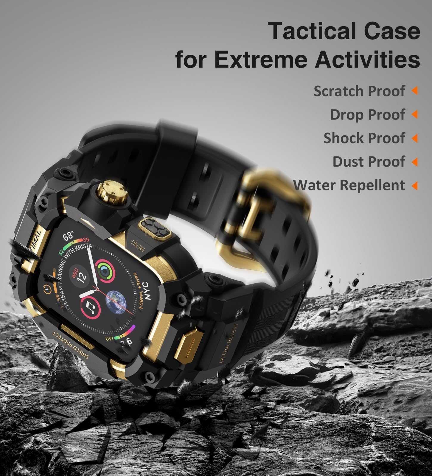 ULTIMAL Coque robuste avec bracelet pour Apple Watch de 49 mm, compatible avec Apple Watch Ultra 3/2/1, coque antichoc de qualité militaire pour iWatch bracelet tactique pour homme