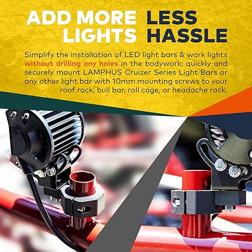 Miniatura 2 de Juego de montaje de abrazadera de barra vertical para luz LED todoterreno, 1 pulgada1.5 pulgadas1.75 pulgadas2 pulgadas 1 abrazadera Incluye llave