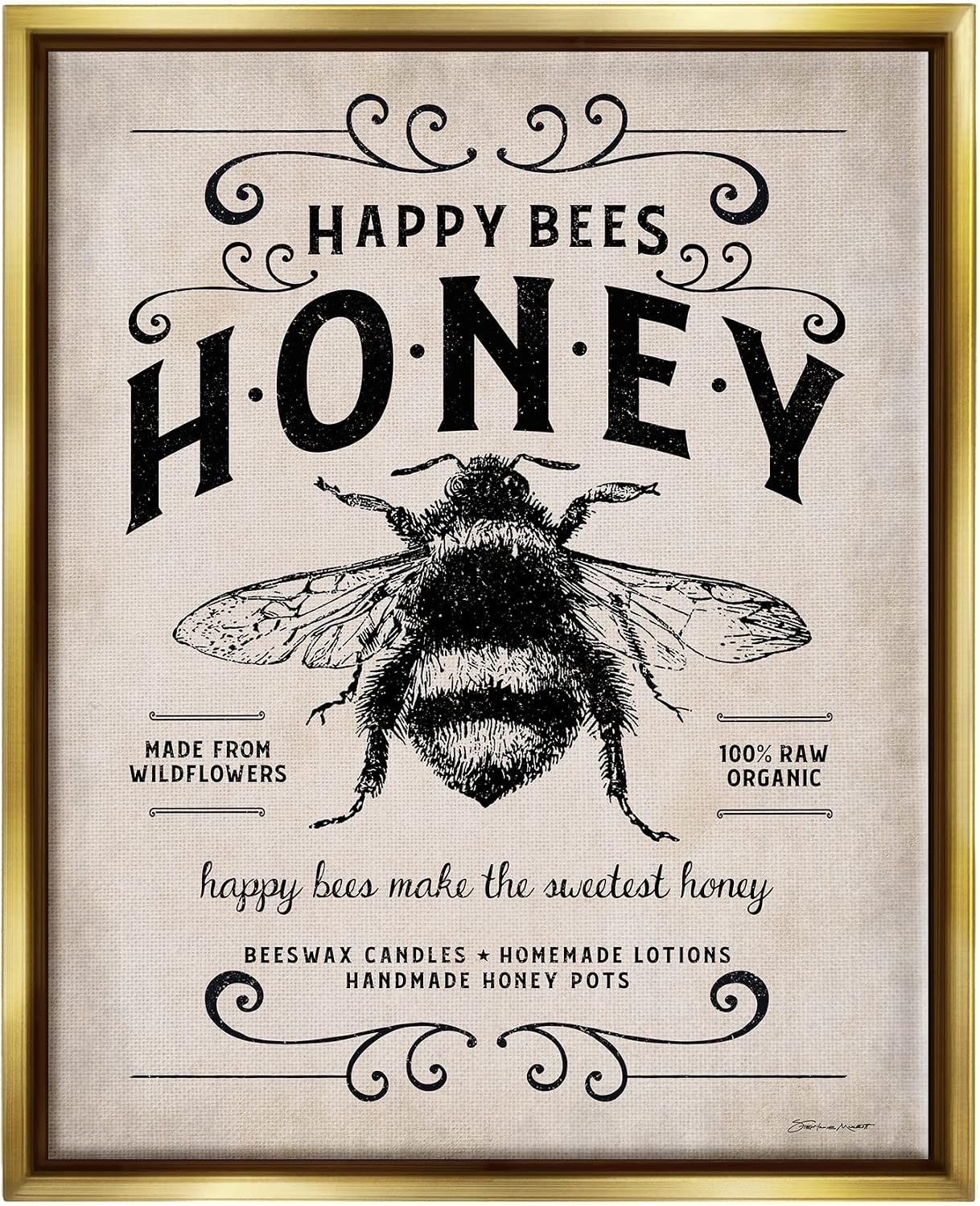 Arte en Lienzo con Marco Flotante Honey Bee 17x21"
