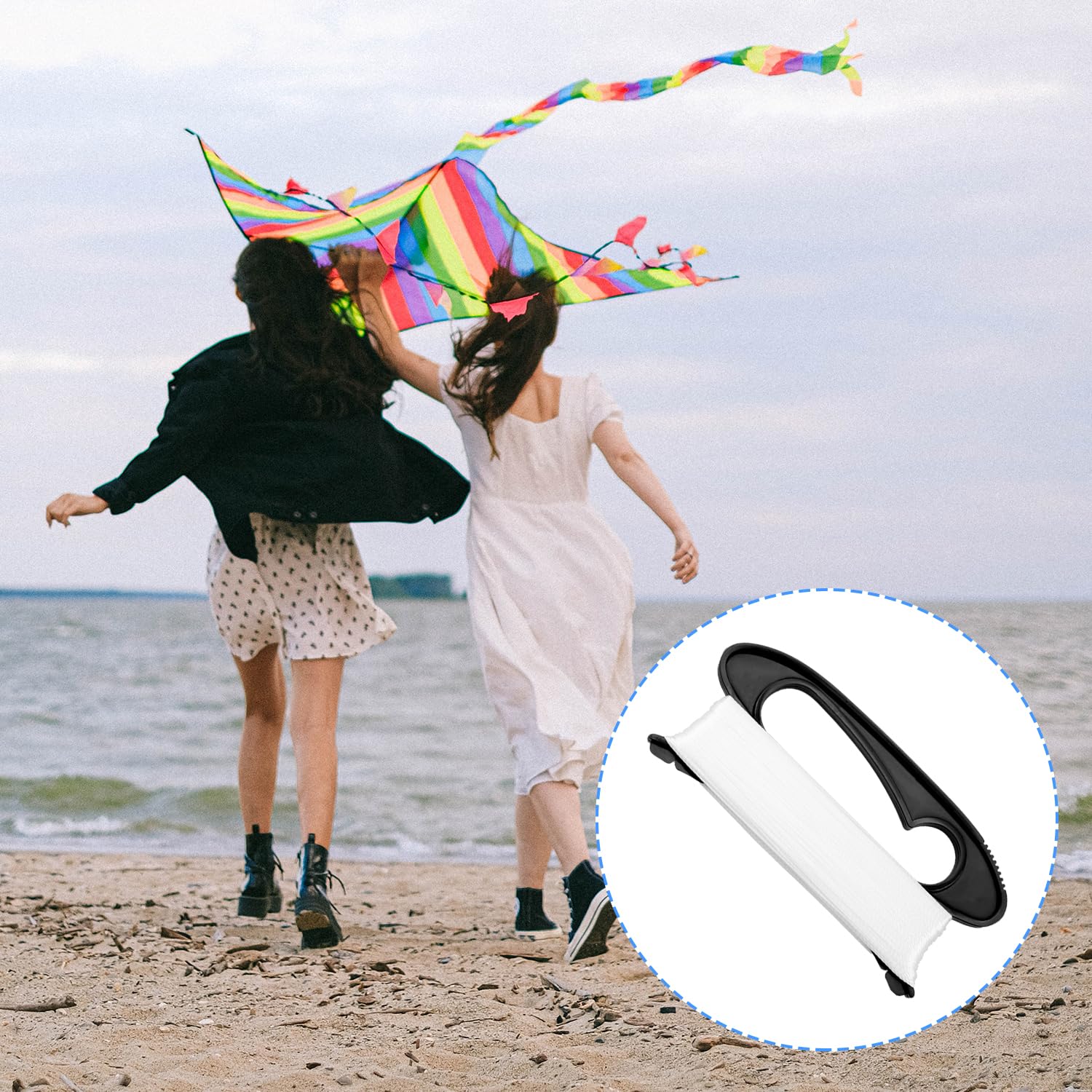 Kite Winder 100M Flying Kite Line String With Black Plastic Winding