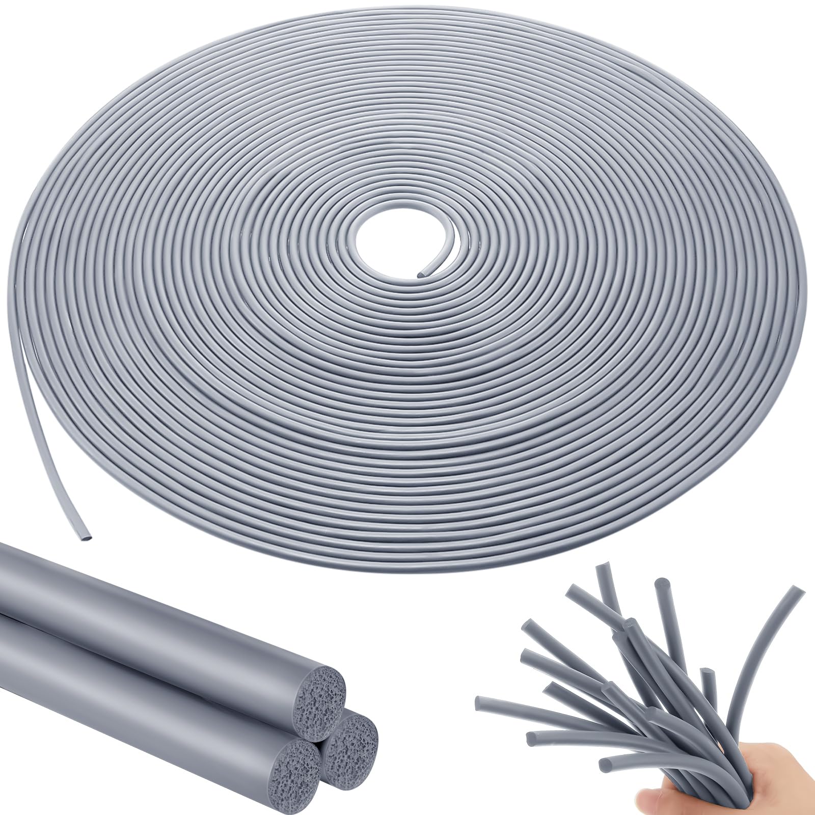 Frienda Backer Rod Foam Rubber Caulk Saver Concrete Expansion Joint Filler Weather Strip Seal for Gaps and Joints (1/4 Inch X 200 ft,Grey)