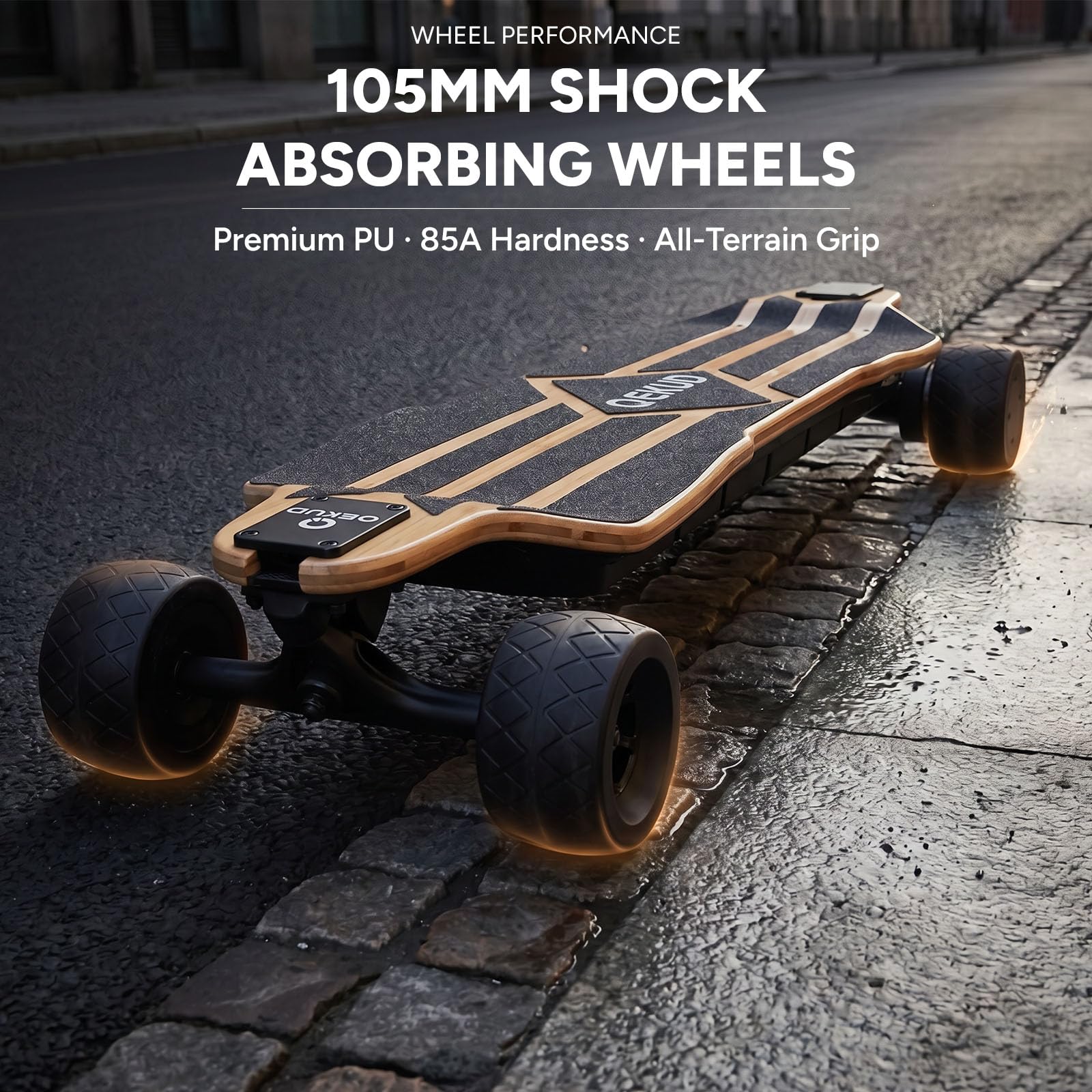 V2 Skateboard électrique, longboard double moteur 1200 W | Portée de 90 km, skateboard électrique tout-terrain puissant pour adultes et adolescents