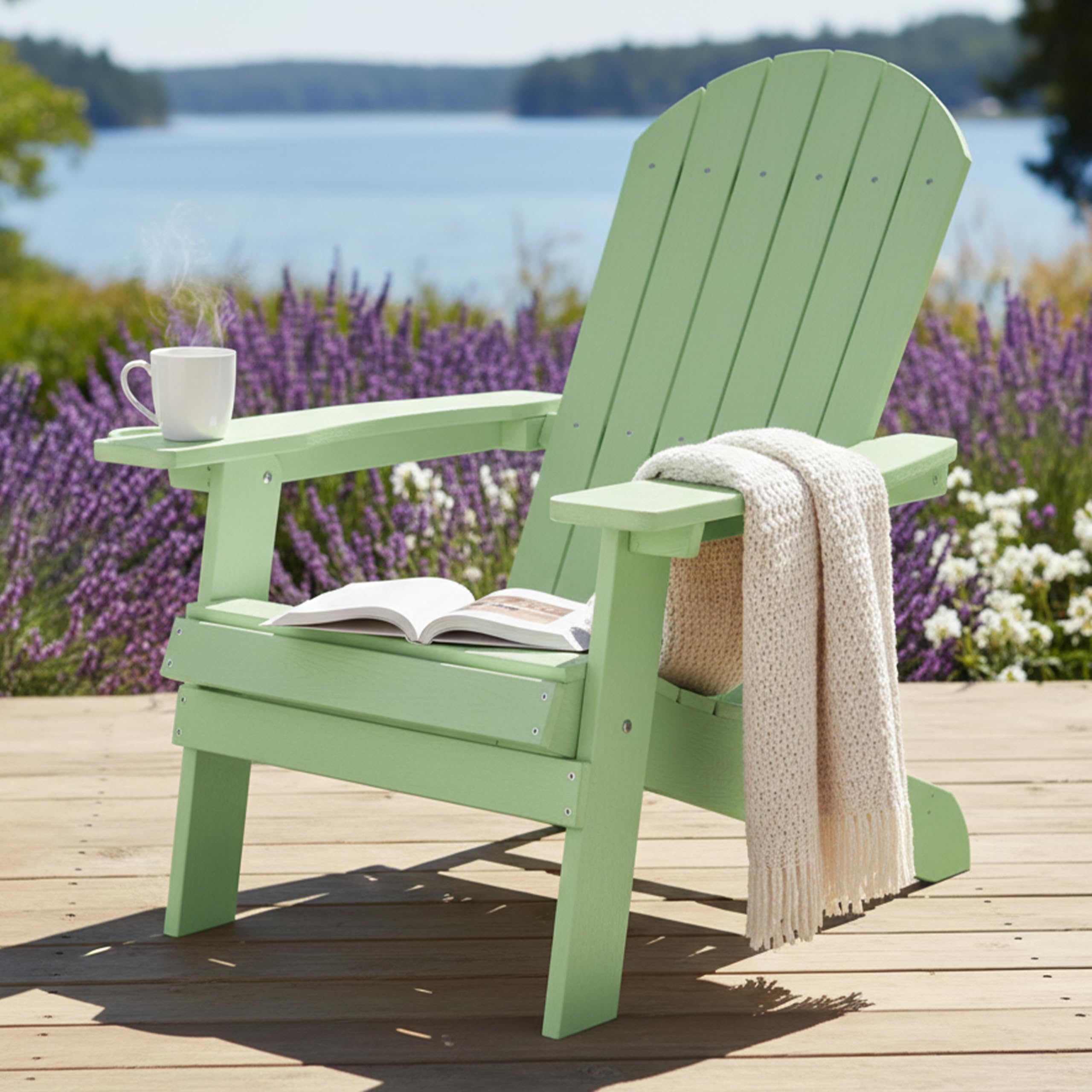 AXI Claire Adirondackstuhl aus Kunststoff in Pastellgrün | Gartenstuhl/Loungestuhl/Adirondack Stuhl/für 1 Person mit Armlehnen & hoher Rückenlehne | 84,5 x 77 x 95,5 cm