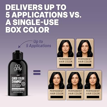 No Gray Quick Permanent Hair Color Shampoo, Black, 8.45 oz