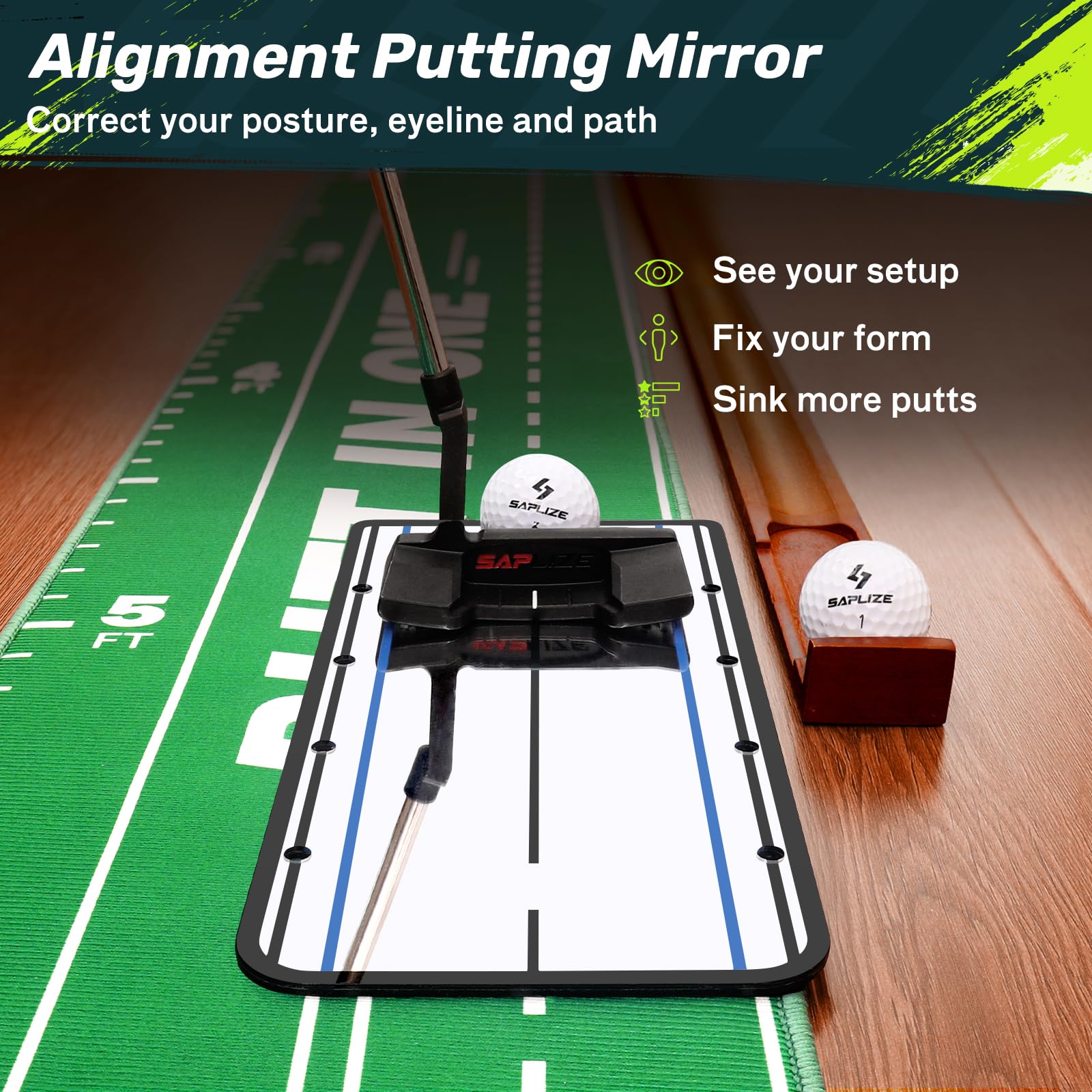 Amazon | SAPLIZE パッティングマット 自動ボールリターン付き