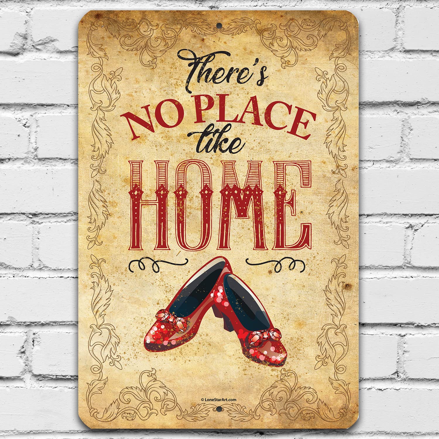 Wizard of Oz Decorations - There's No Place Like Home - Metal Sign - Use Indoor/Outdoor - Metal Wizard of Oz Poster - Great Wizard of Oz Gifts, Dorothy Decoration, Wizard of Oz Party Decoration