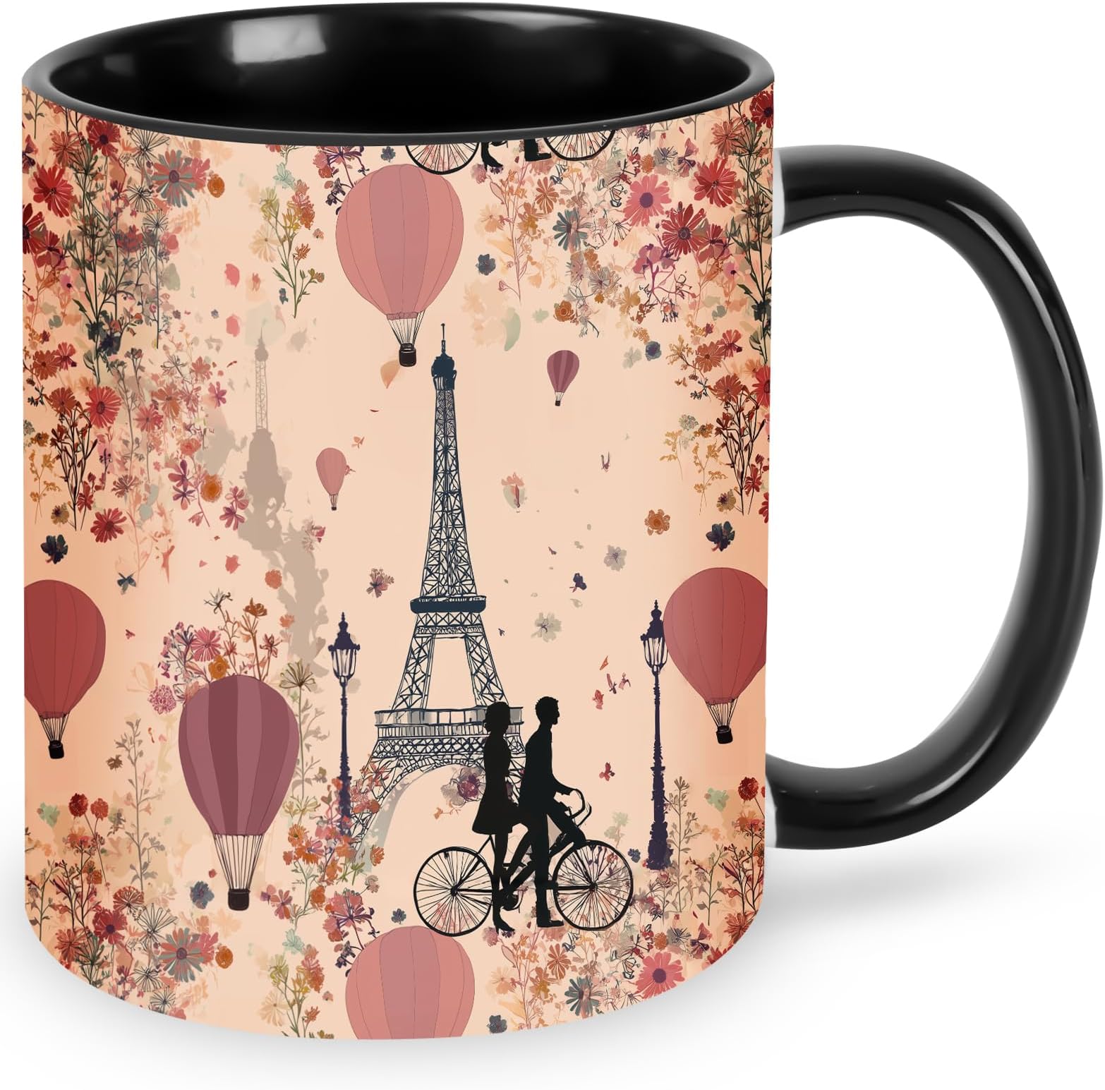 Yrebyou Paris Eiffel Tower Coffee Mug Novelty Ceramic Coffee Cup 11oz with Handle Gifts for Women and Men Microwave Safe for Home or Office