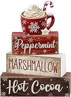 Vista 28 de 4 piezas de decoración de mesa de madera de granja, decoración de bandeja escalonada para decoración rústica retro de madera en forma de casa