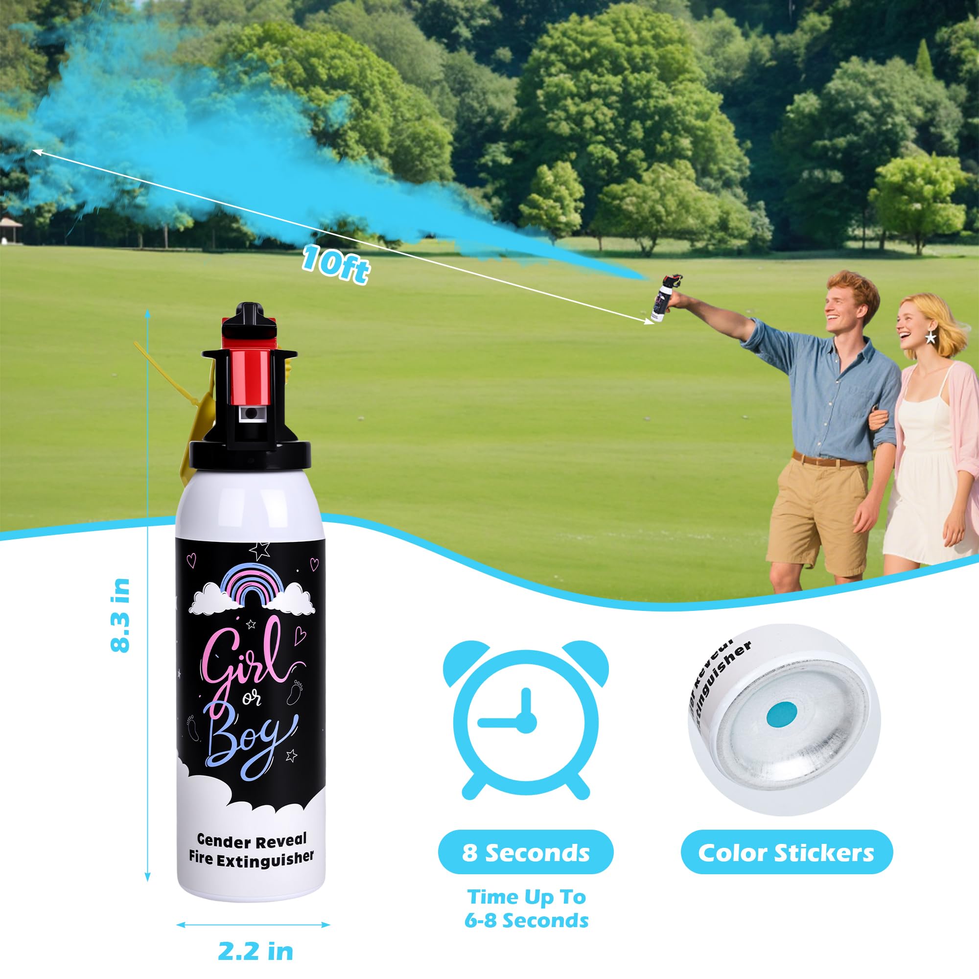 Baby Gender Reveal Fire Extinguisher ; Spray de Poudre Colorée ; Idée 100% Sûre et écologique Pour une Fête de Révélation du Genre du Bébé (blue)