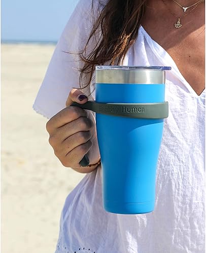 Miniatura 4 de Healthy Human Grip N Sip Cruiser - Mango para vaso Cruiser de 32 onzas con popote de acero inoxidable y tapa transparente, grande (para el tamaño de