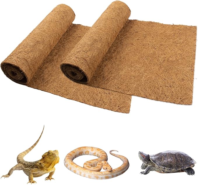 Reptile Carpet Coconut Fiber, 2 Pack 100*30cm/40*12 inches Natural