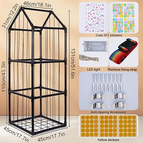 Miniatura 7 de Almacenamiento de animales de peluche, organizador de almacenamiento de juguetes de Unicorn Castle PVC para niños, almacenamiento de juguetes para