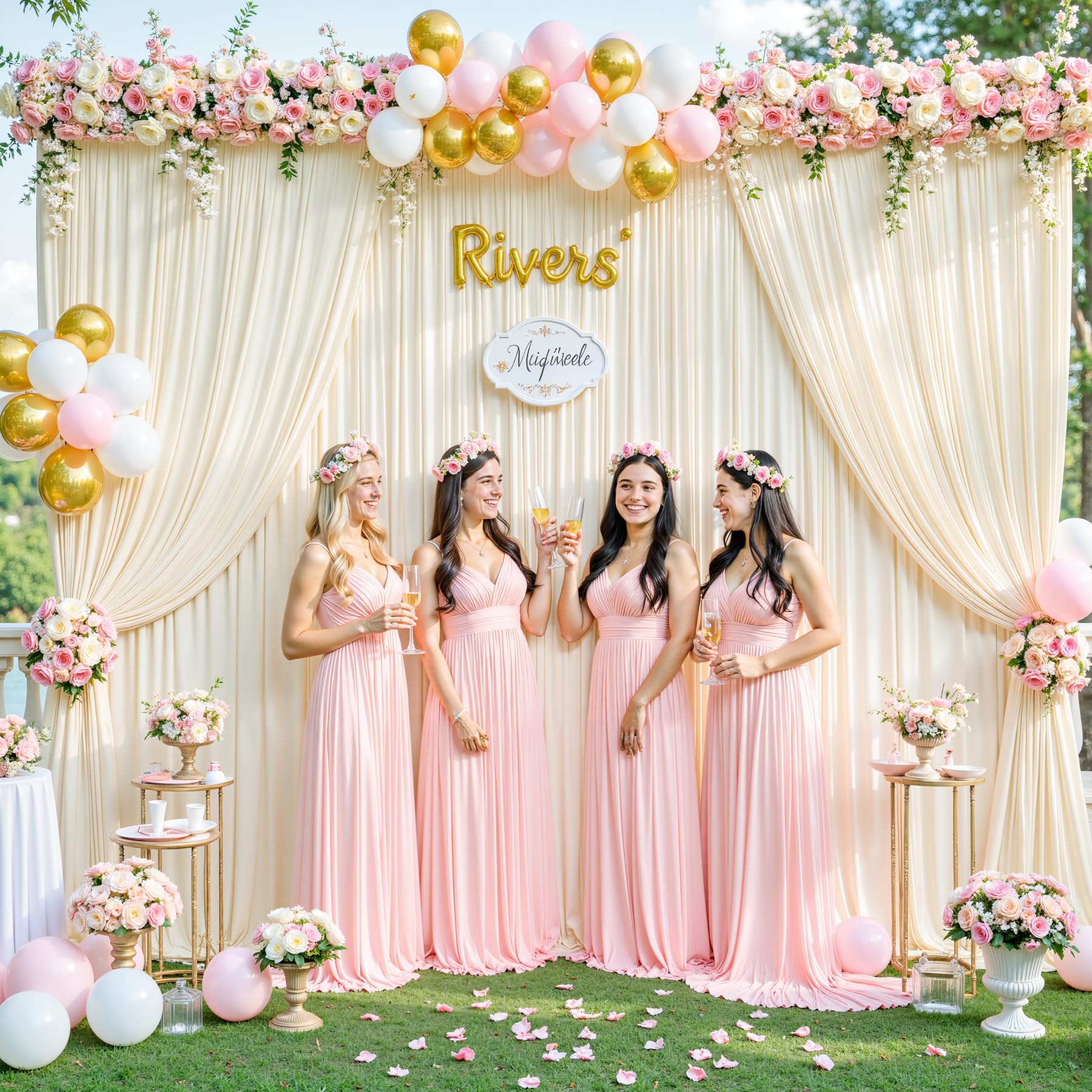 10x10 Champagne Backdrop Curtain for Parties Wedding Baby Shower Wrinkle Free Photo Curtains Backdrop Drapes Fabric Decoration for Bridal Shower 5ft x 10ft,2 Panels — view 8