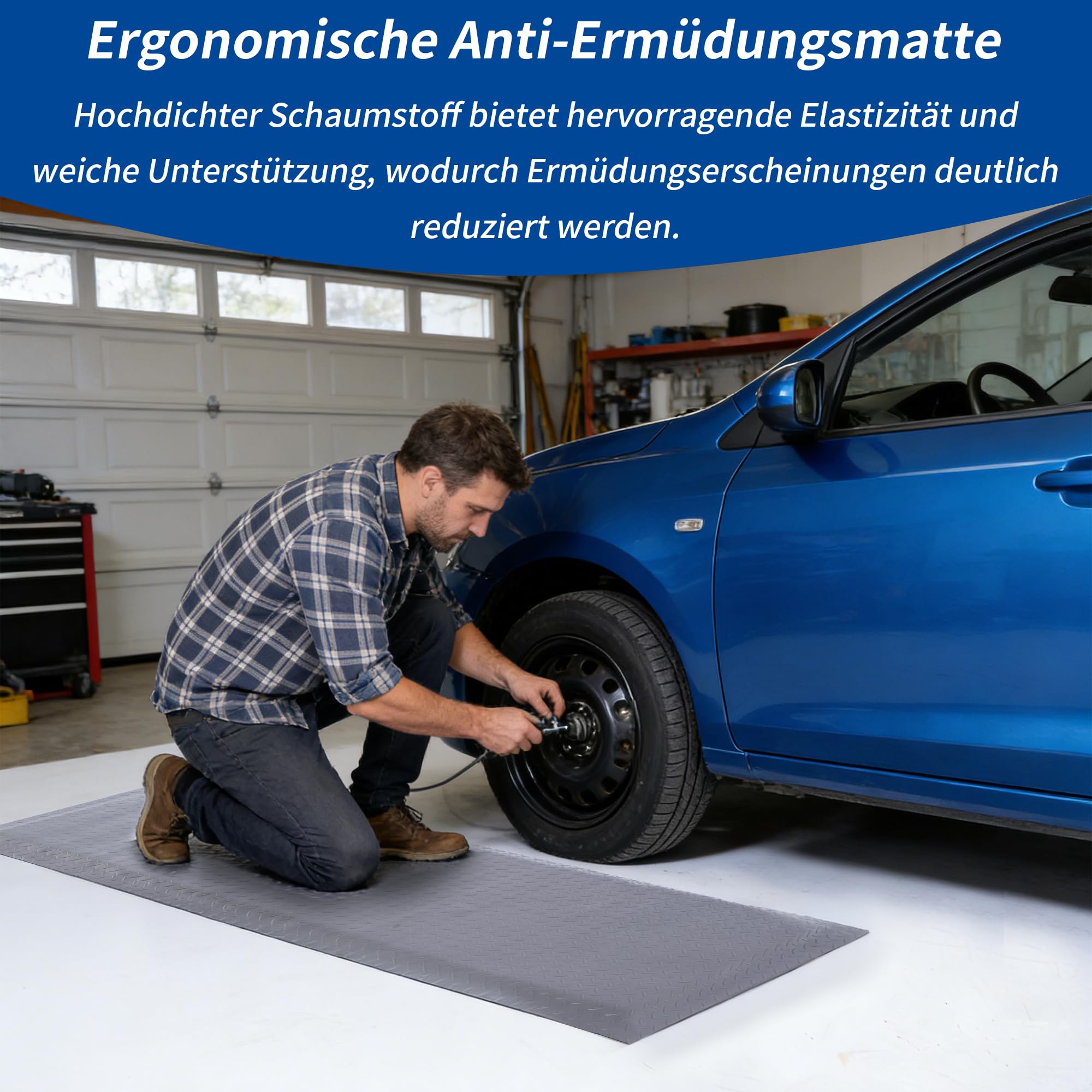 Anti Ermüdungsmatte für Steharbeitsplätze, Ergonomische Arbeitsplatzmatte Anti Fatigue Stehmatte, 60 x 152 cm Antimüdigkeitsmatte, Steh-Schreibtisch Fußmatten für Werkstatt, Fließband