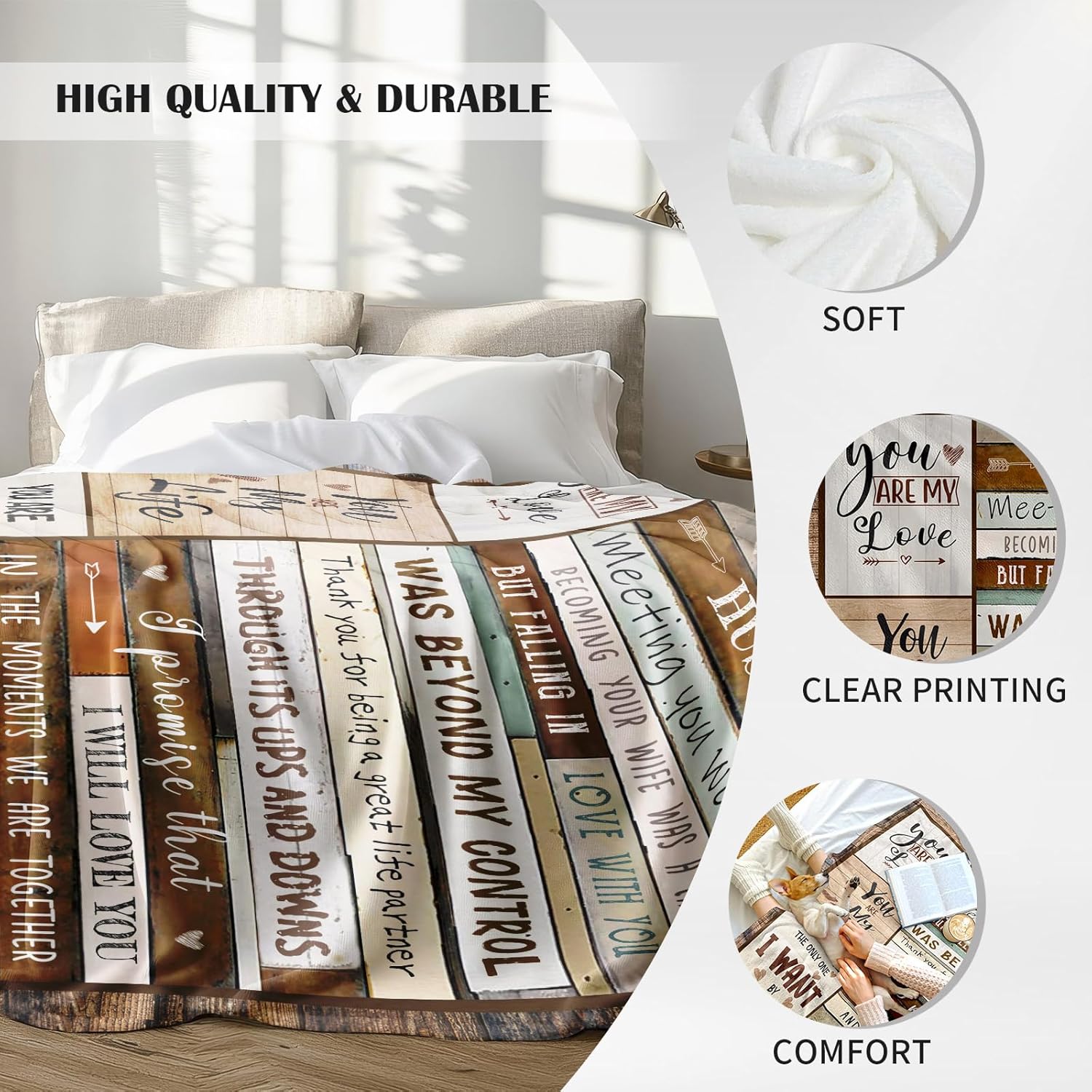 ZWERIVP Birthday Gifts for Husband from Wife - Husband Birthday Gift Ideas - Wedding Anniversary Romantic Present for Him - Men Valentines Day Present from Wife - to My Men Blanket 50"X60" - Image 5