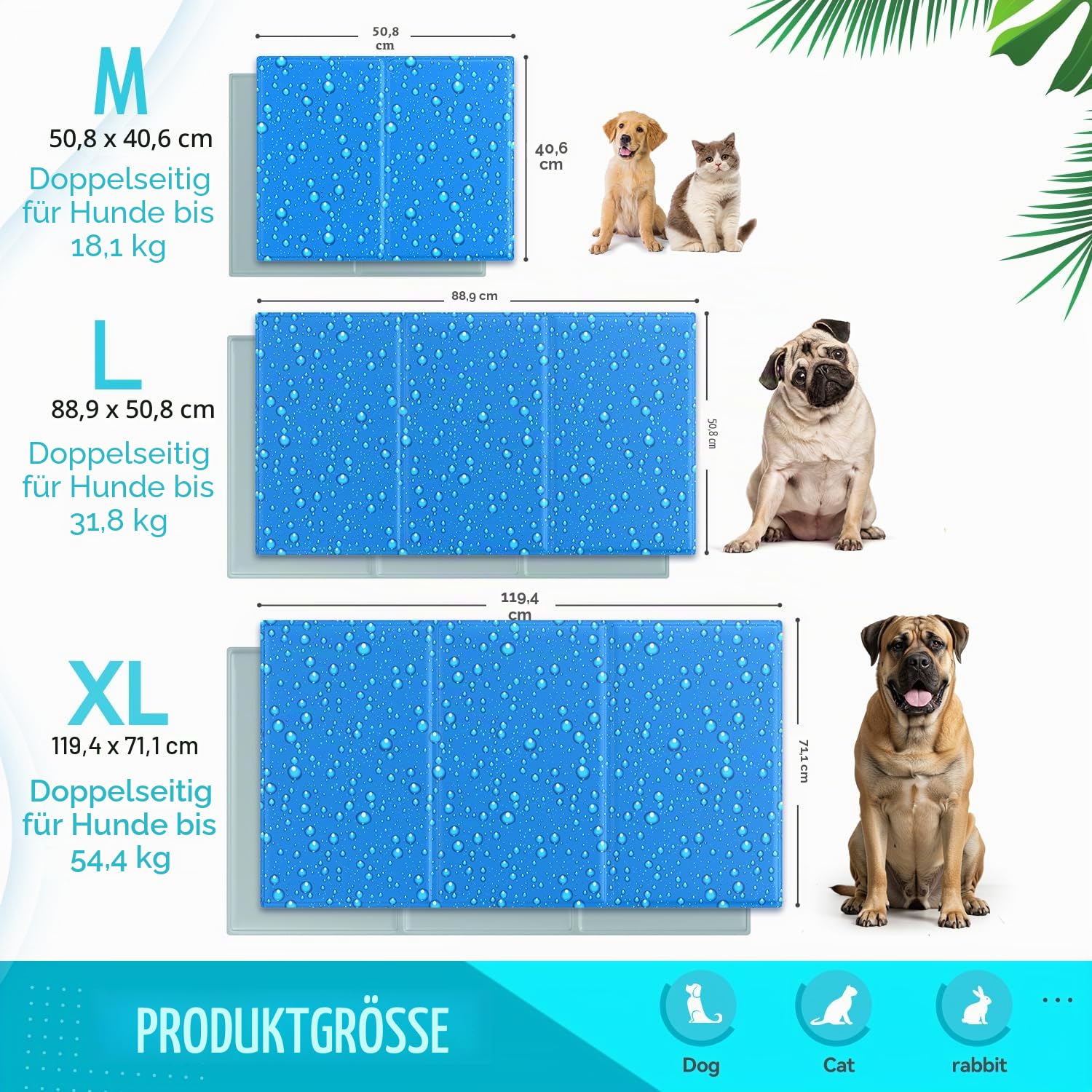 Zellar Kühlmatte für Hunde Selbst Kühlende Hundematte Kühldecke Hunde Sommer Kühlkissen Hundedecke mit Kaltgel-Füllung für Zuhause Unterwegs oder im Auto, L 90x50cm