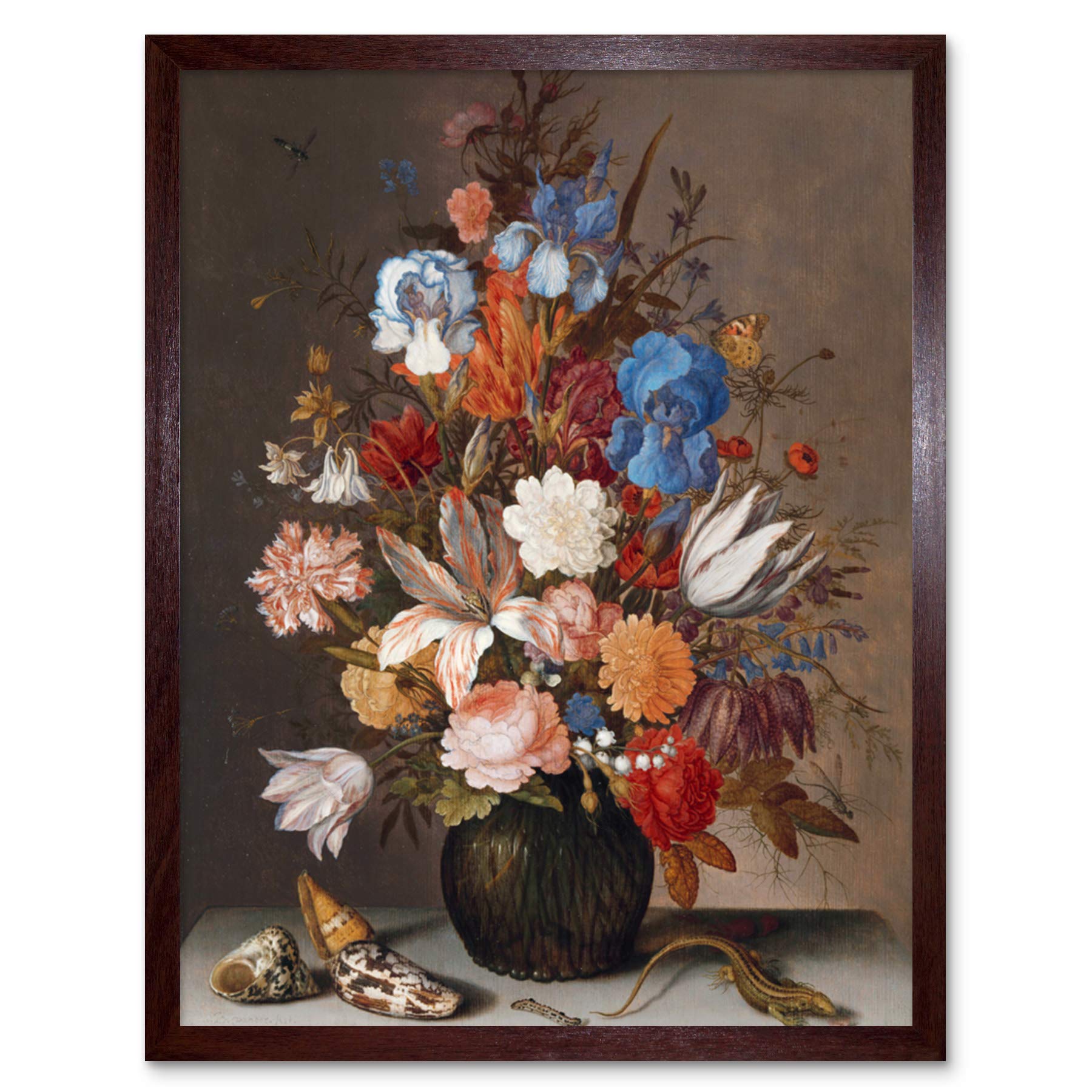 Artery8 Balthasar Van Der Ast Still Life Flowers Painting Art Print Framed Poster Wall Decor 12x16 inch