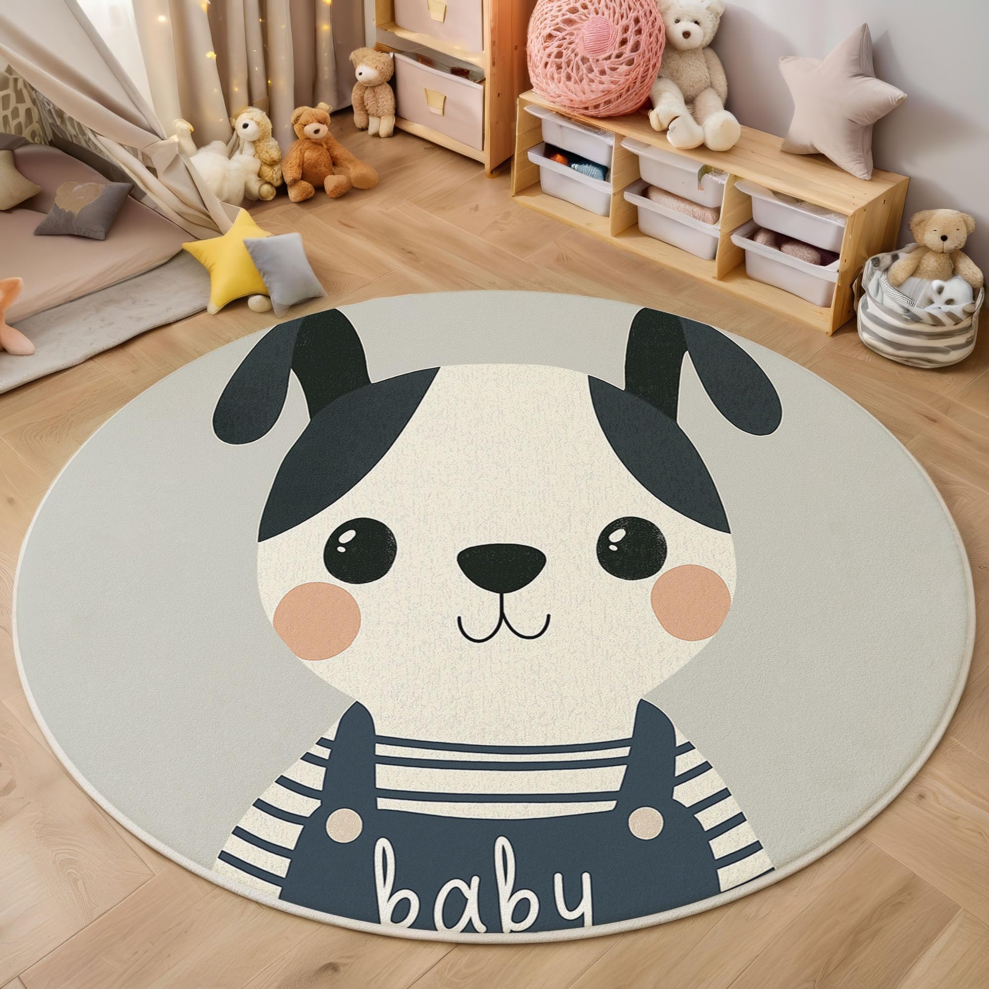 Moquette ronde 120cm et tapis velours de cristal pour chambre d'enfant