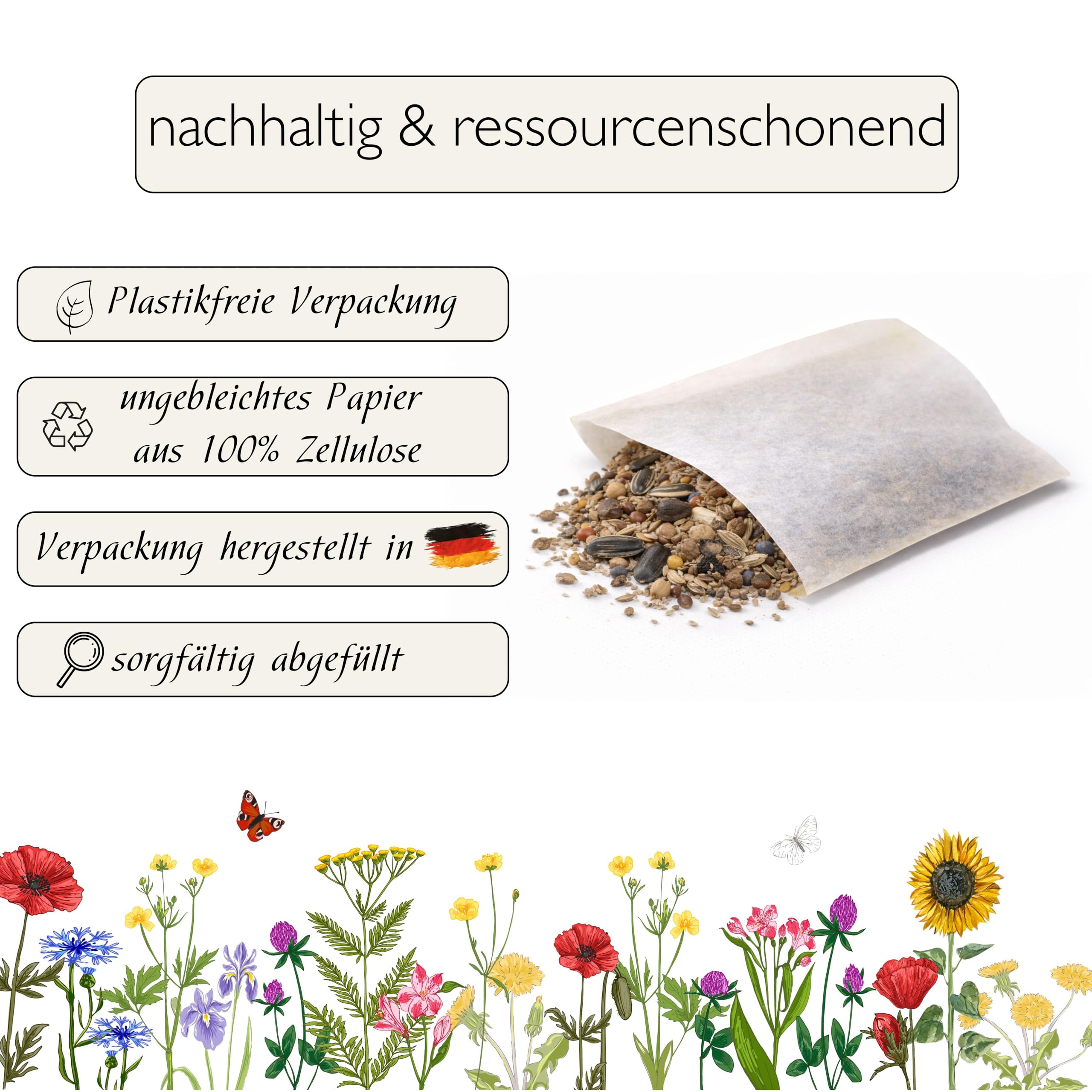 Blumenwiese mit Keimgarantie als Wildkräuter Mischung fünfjährige Bienenweide, insektenfreundlicher Garten mehrjährige winterharte Blühwiese für Bienen & Hummeln (250qm)