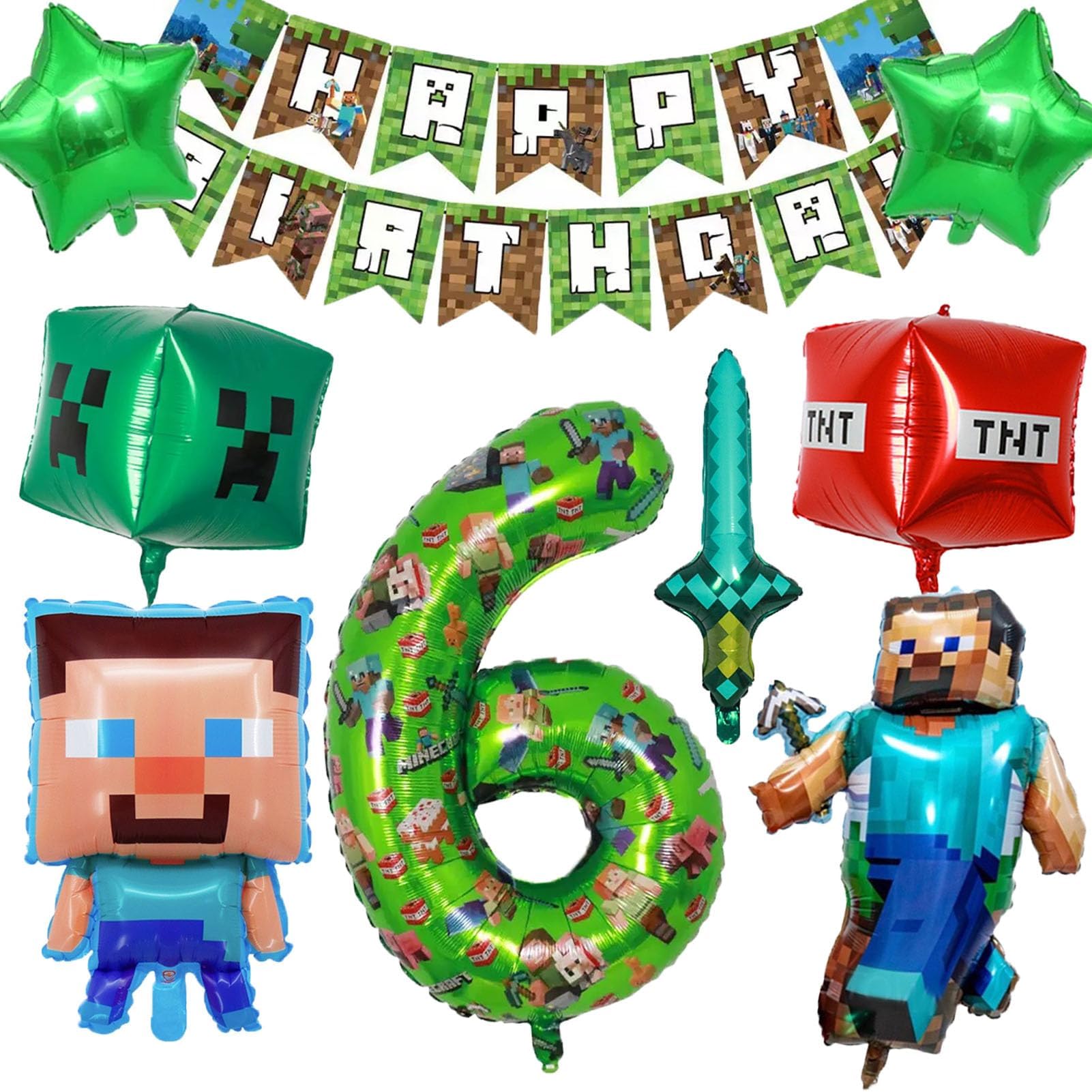 Happy Birthday Banner Birthday Balloons Foil Balloons Birthday Party Decoration Supplies Birthday Party Decorations (Green-6)