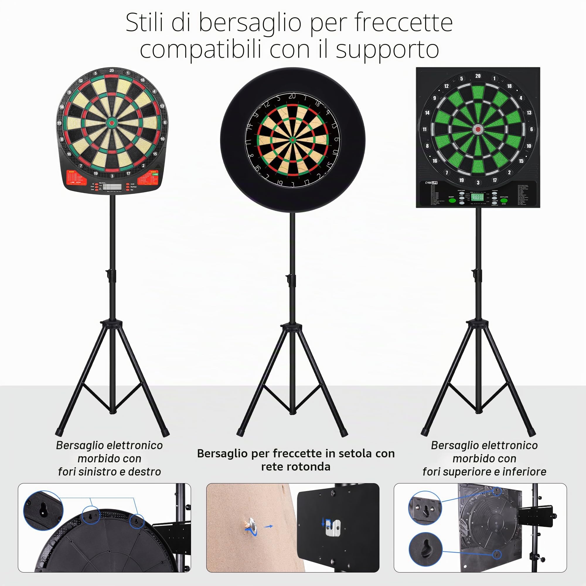 CyeeLife Supporto professionale per bersaglio per freccette classiche ed elettroniche