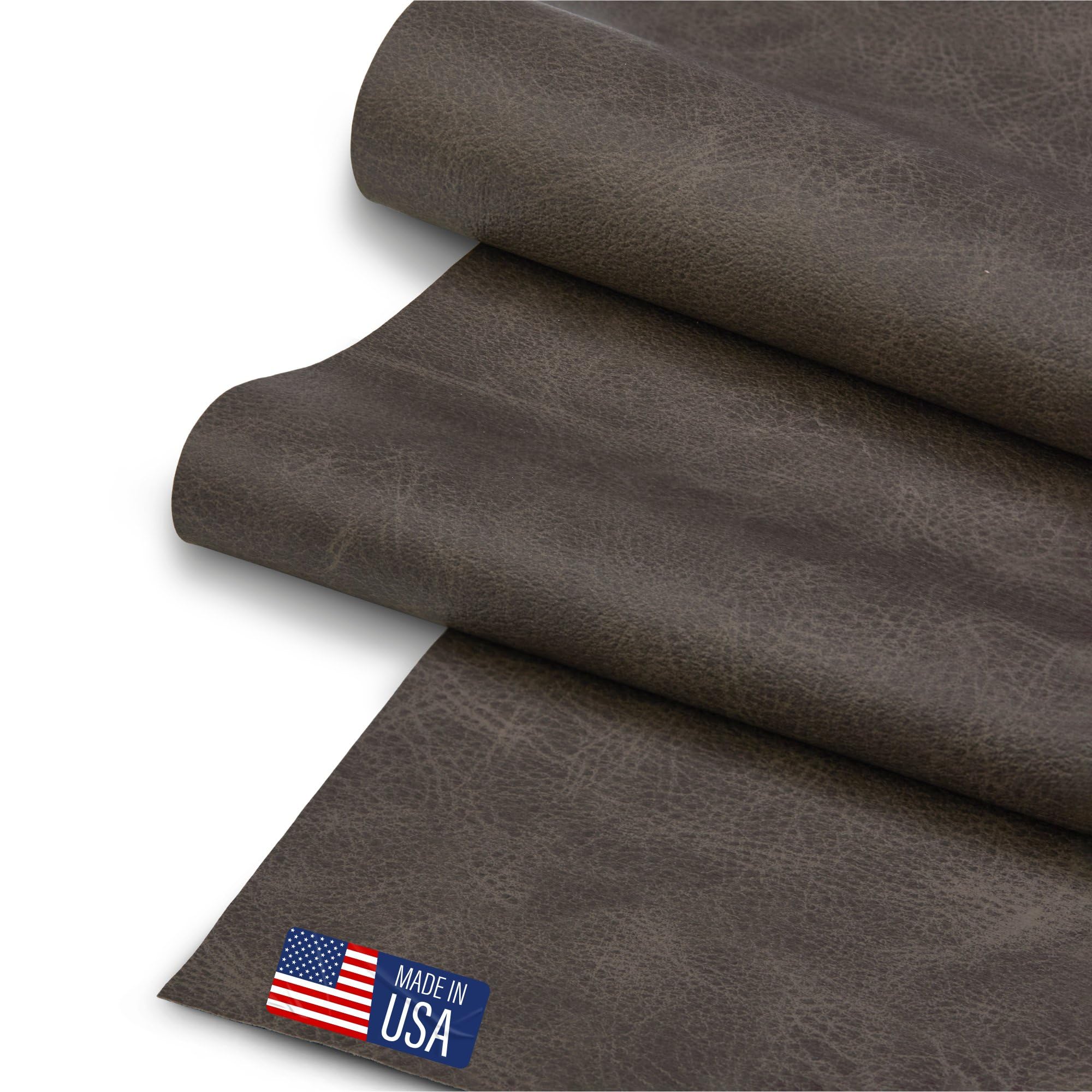 SARANDAVE Faux Leather Fabric, Thick Durable Synthetic Repholstery Leather Vinyl, Soft Touch Distressed DIY and Craft Material - Individual 1 Foot Cut 12"x54" (Green Fossil)