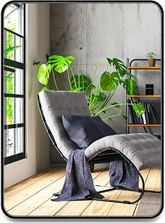 16x24 inch Black Bathroom Rectangle Mirror for Wall Decor Metal Frame Round Corner Matte Rectangular Mirror (Horizontal/Vertical)