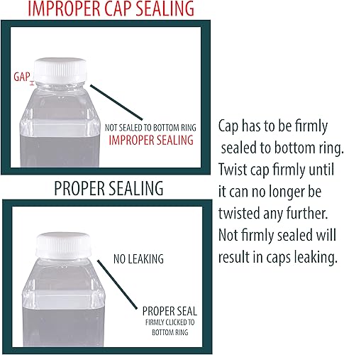 Miniatura 4 de Upper Midland Products Paquete de 28 botellas vacías de jugo  tapas blancas con sello de manipulación para recipientes de leche de plástico vacíos