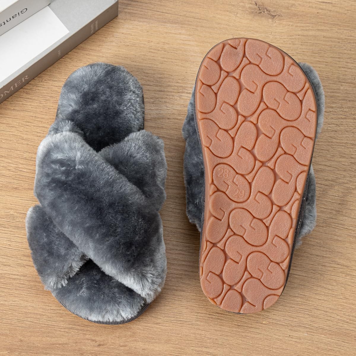 Girls Fluffy Slippers Memory Foam Soft Plush Cross Band House Shoes Indoor Outdoor Slip On - Image 6