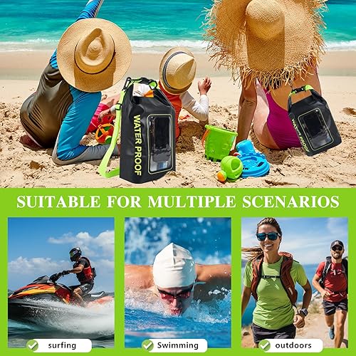 Miniatura 7 de Bolsa seca impermeable IP68, 2 litros, bolsa impermeable para piscina, bolsas secas para kayak impermeable, con bolsa para teléfono, bolsa grande
