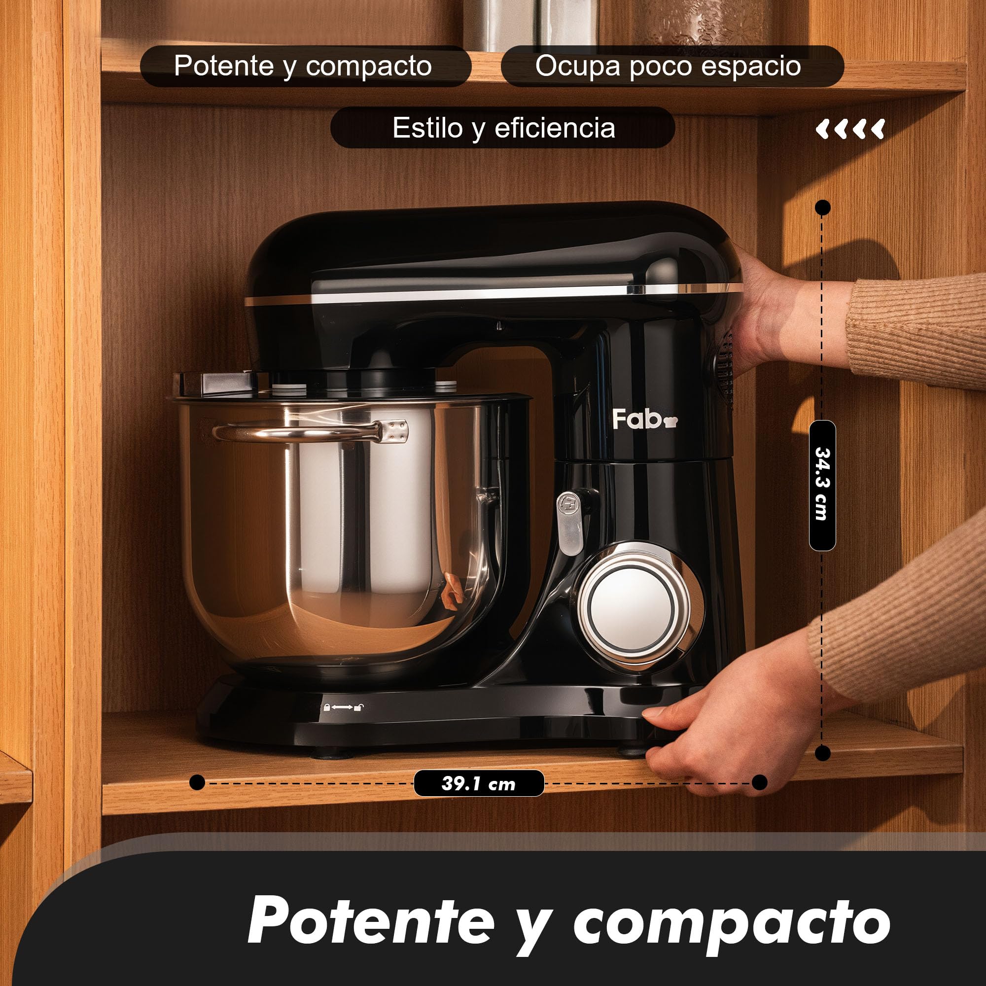 Fab Batidora Amasadora Profesional 8L 2000W, Amasadora de Pan y Repostería, Robot de Cocina Alta Capacidad con 10 Velocidades, Incluye 3 Accesorios, para Uso Intensivo en Hogares,Kitchen in the box