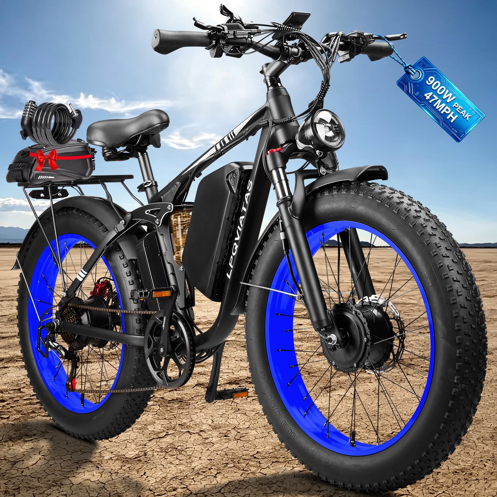 LPQVIATAS 9000W Peak Dual Motor Ebike