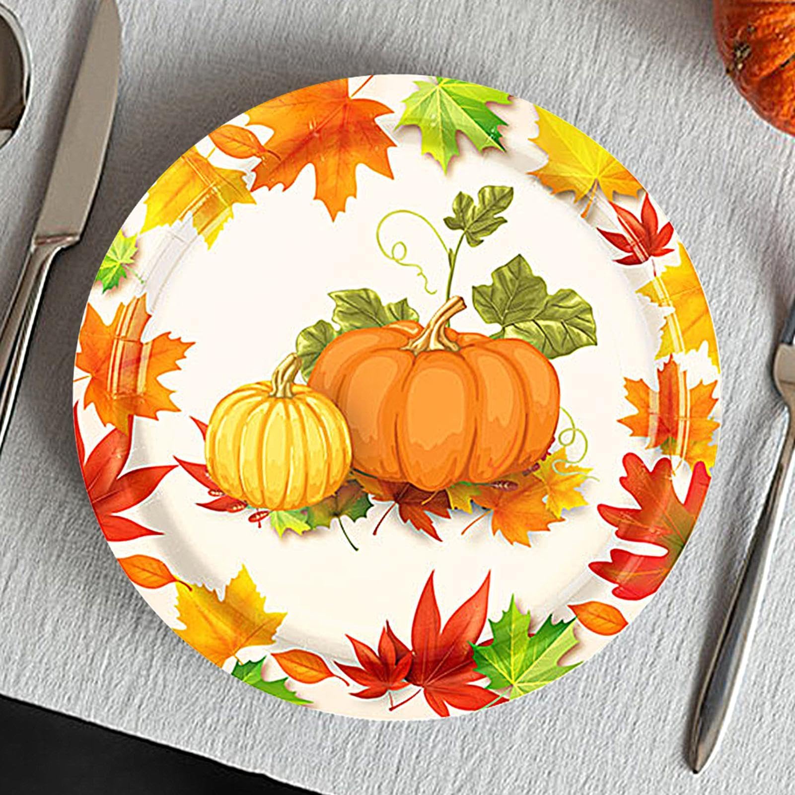 Lot De 2 Torchons De Cuisine Motif Automne (citrouilles, Feuilles) - 42x65 Cm - Polyester Doux Et Absorbant