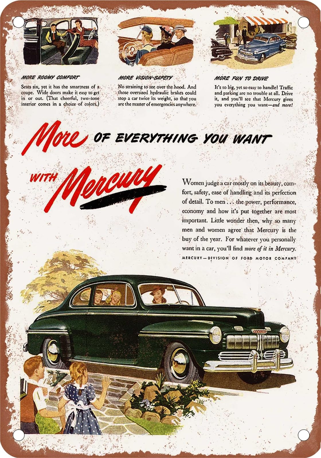 Miaomansenstore Metal Sign - 1946 Mercury Vintage Ad 10 - Old Retro Rusty Look Home Decor