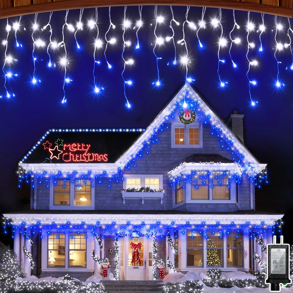 82FT LED Christmas Lights Outdoor with 176 Drops Christmas Decorations Hanging