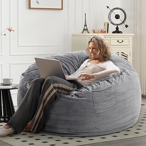 Kromax Puf grande de 4 pies para niños, adolescentes, adultos, espuma viscoelástica, fácil de limpiar, lavable, funda de ante suave, cremallera