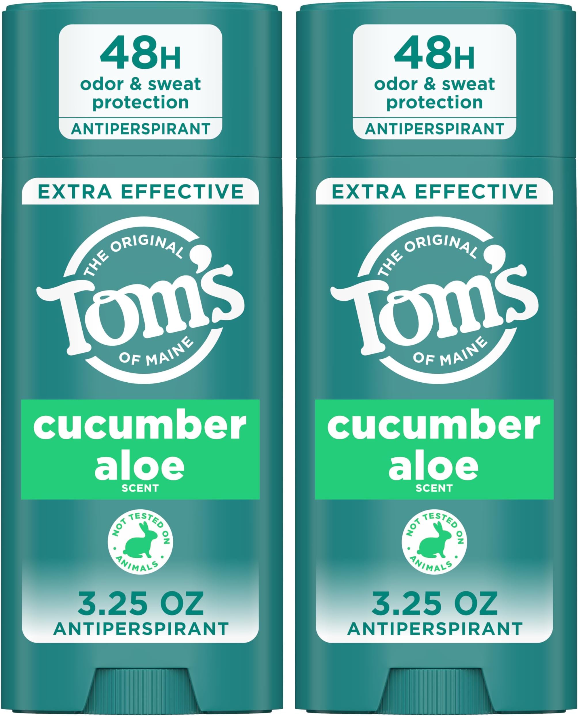 Tom’s of Maine Cucumber Aloe Antiperspirant, For Women and Men, 3.25 oz (2 Pack)