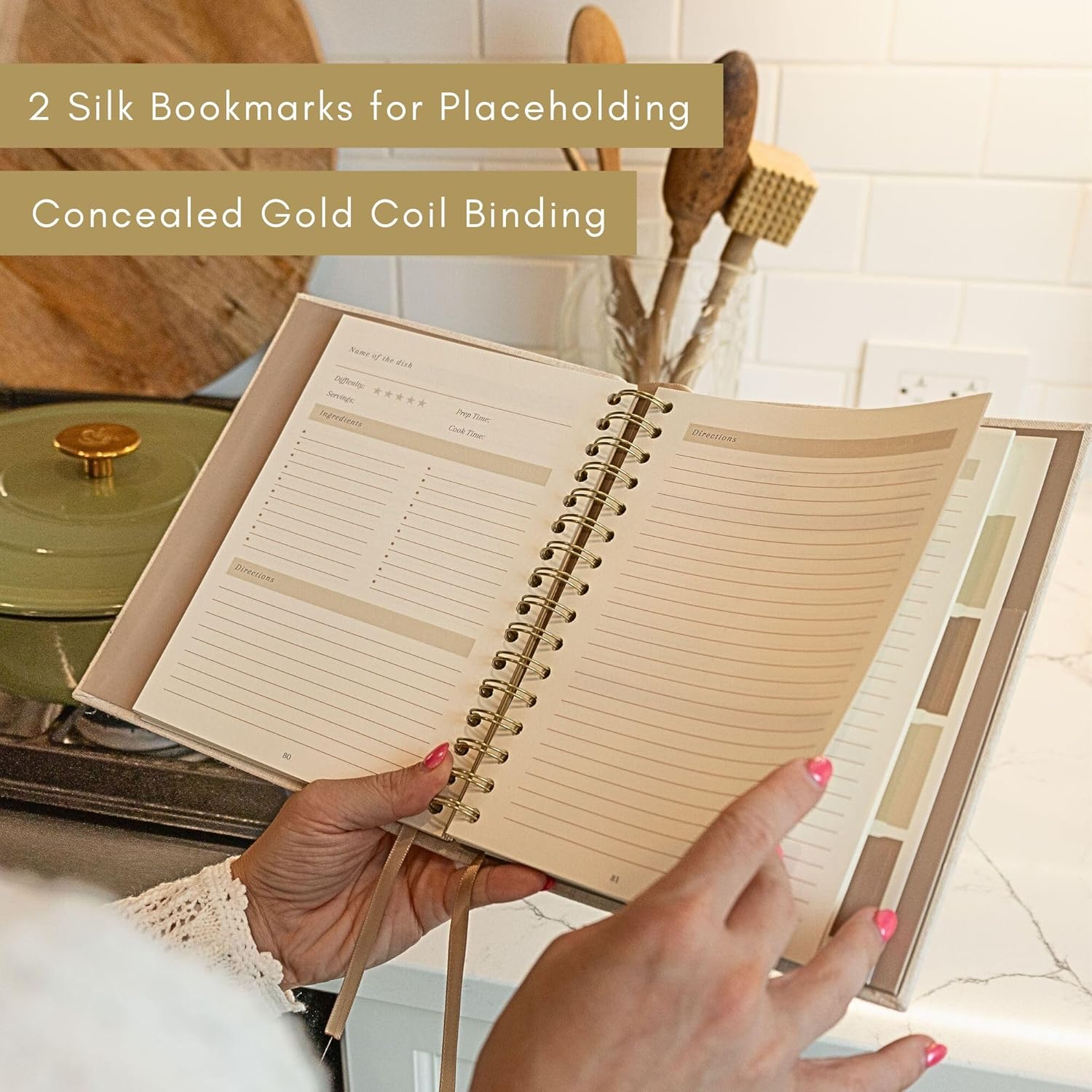 Blank Recipe Notebook With Linen Hardcover - The Perfect Neutral Recipe Book To Write In Your Own Recipes - Simple Blank Cookbook to Organize Your Recipes - 200 Page Recipe Journal