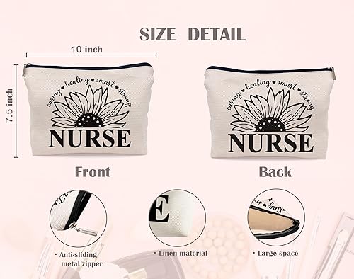 Miniatura 4 de Regalos para enfermeras, bolsa de maquillaje negra, regalos de enfermera para mujeres, regalos de agradecimiento para enfermeras, regalos de
