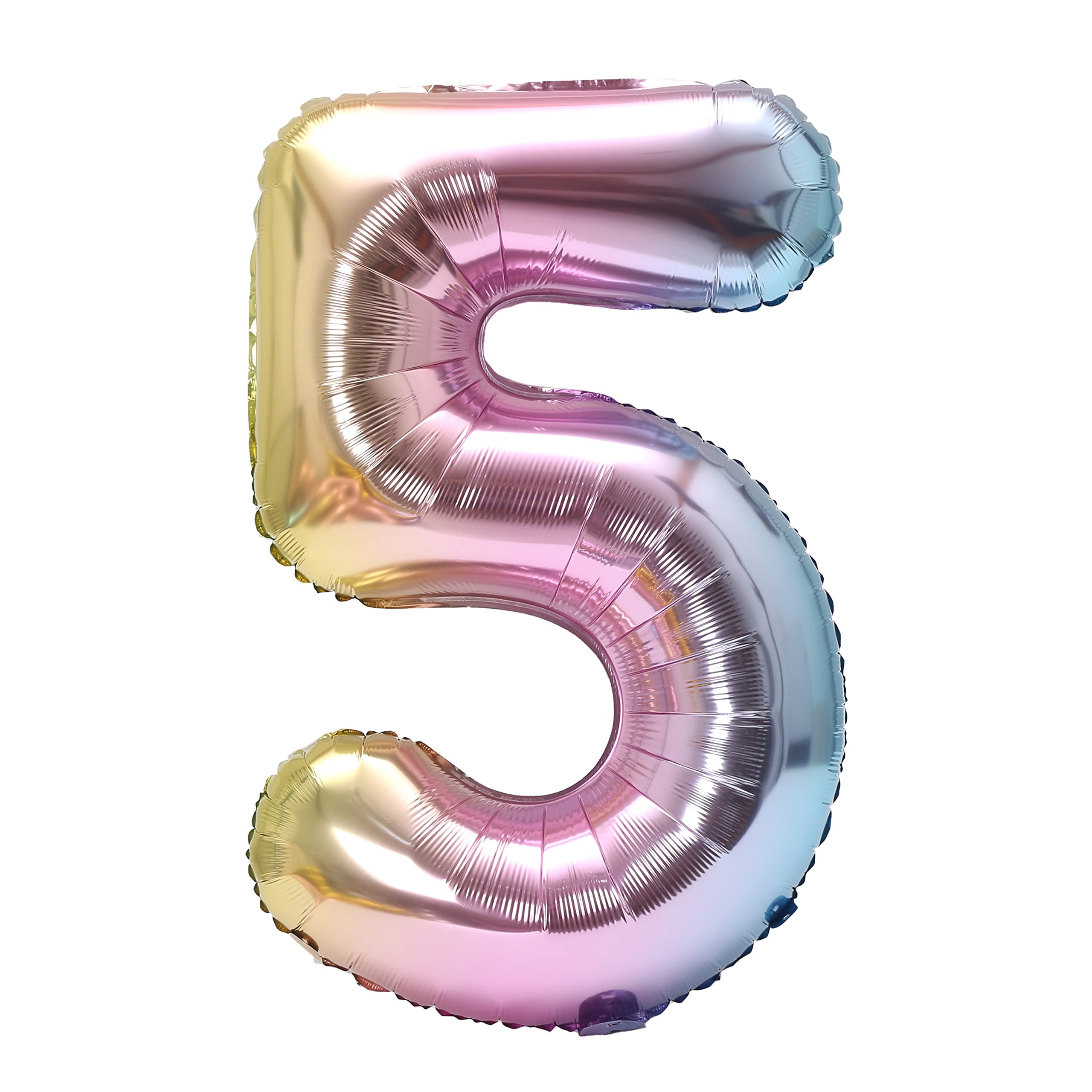 YPSelected 32 Inch Large Foil Helium Number Balloon Birthday Wedding Party 0-9 (Rainbow, 5)