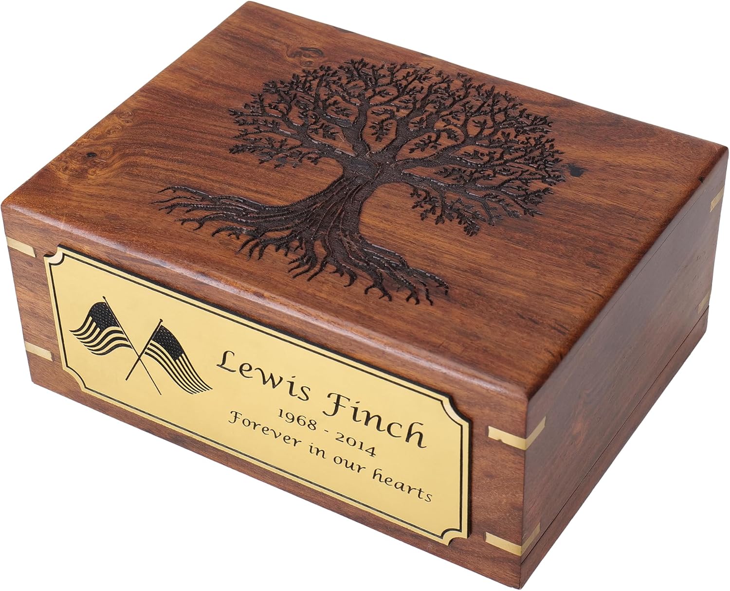 Personalized Cremation Urn for Human & Pet Ashes, Tree of Life Wooden Memorial Urns Box for Adults, Male/Female, Funeral Burial Urn, Custom Sizes S - XL (40–250 lbs Capacity) - Handmade Wood Urns