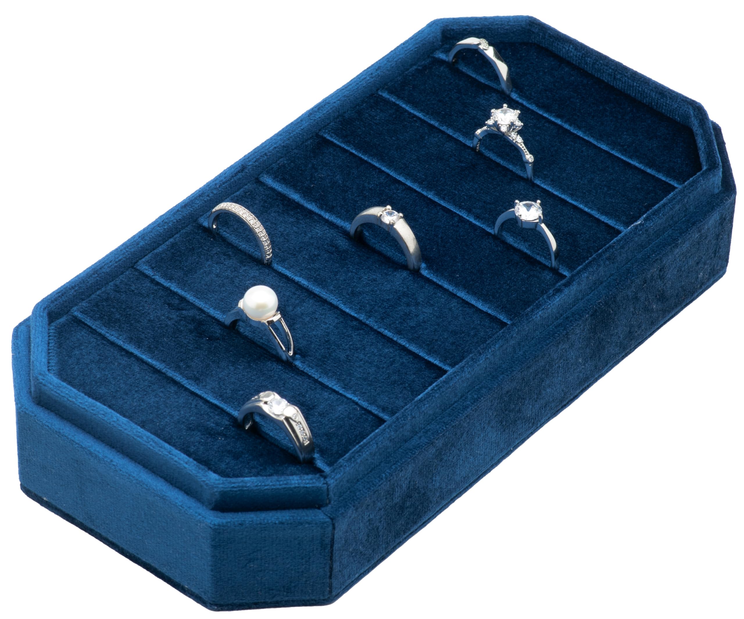 Velvet Ring Organizer Display Tray Jewelry Box Earring Holder Case for Wedding Birthday Christmas Day (): Dark Blue