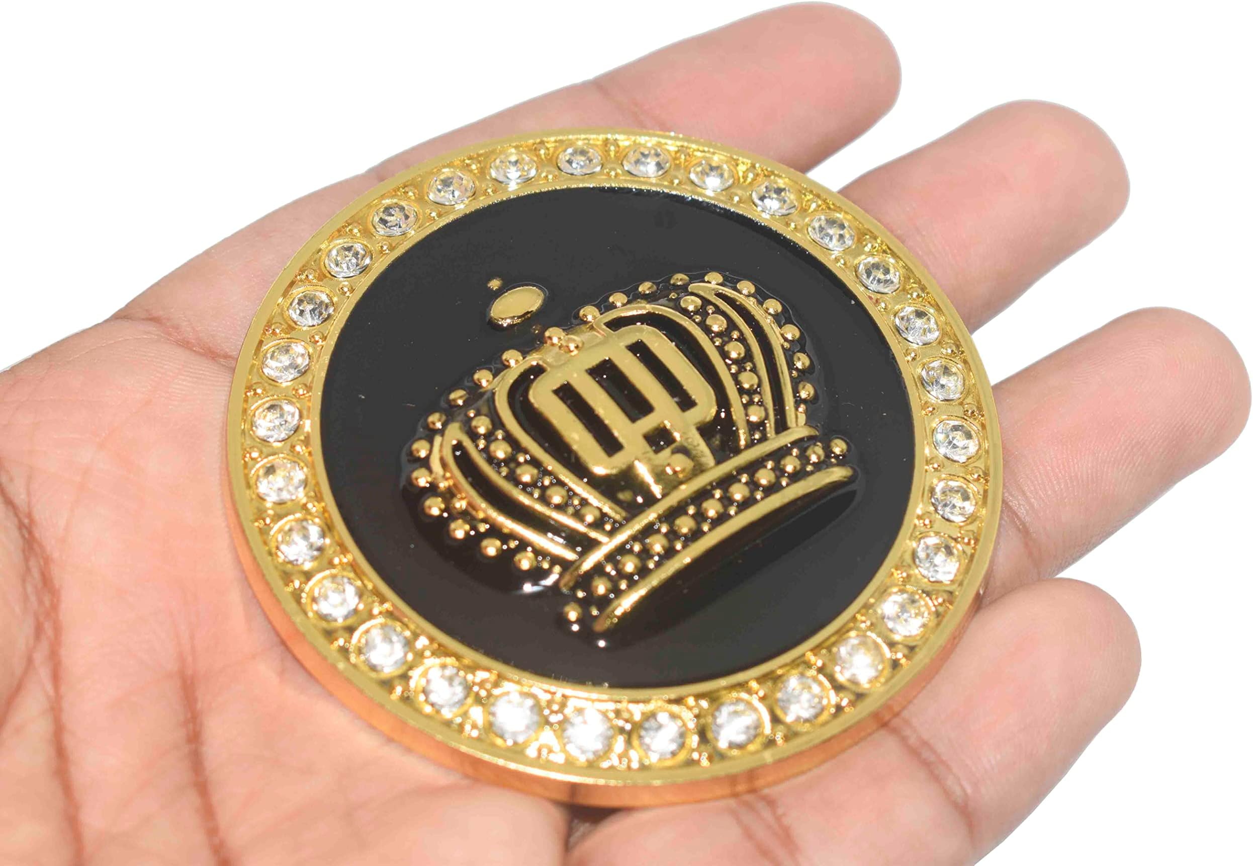 Incognito King Crown Emblem Sticker for All Cars, Bikes, Metal (Big - 6.5 cm, Gold)