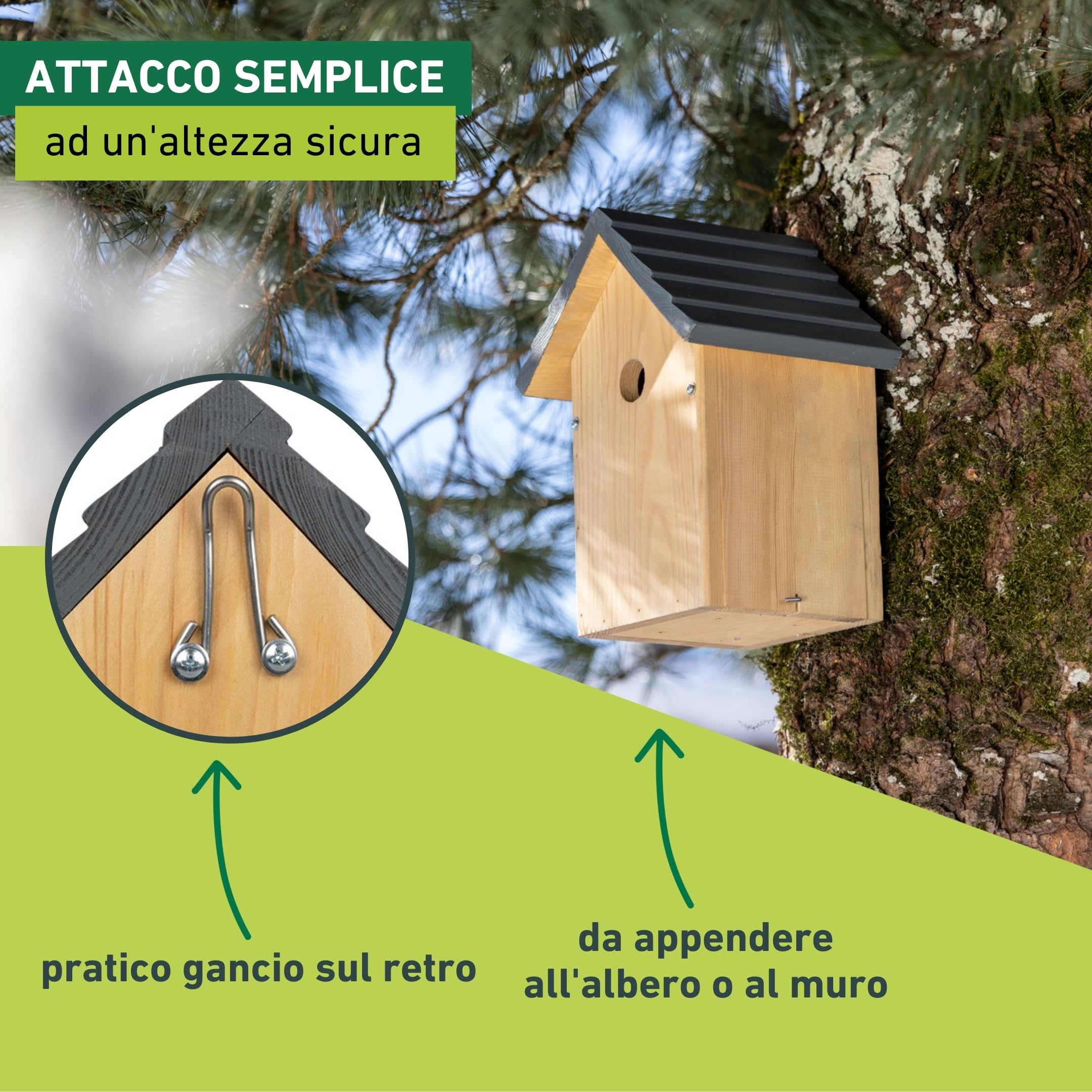 Windhager cassetta nido per uccelli Cosy, legno di pino massiccio, foro dingresso Ø 28 mm, casetta per uccelli, cassetta nido per cinciallegre, da appendere, resistente agli agenti atmosferici