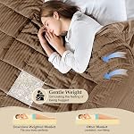 Downluxe Couverture pondérale taille Reine, 15 lb Couverture pondérée avec perles en verre pour toute la saison, Couverture lourde lavable en machine (Brown, 90 X 90 De pouce)